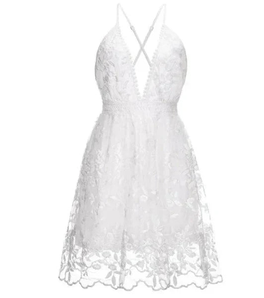 Damen elegantes Minikleid mit Halter-Ausschnitt (3)