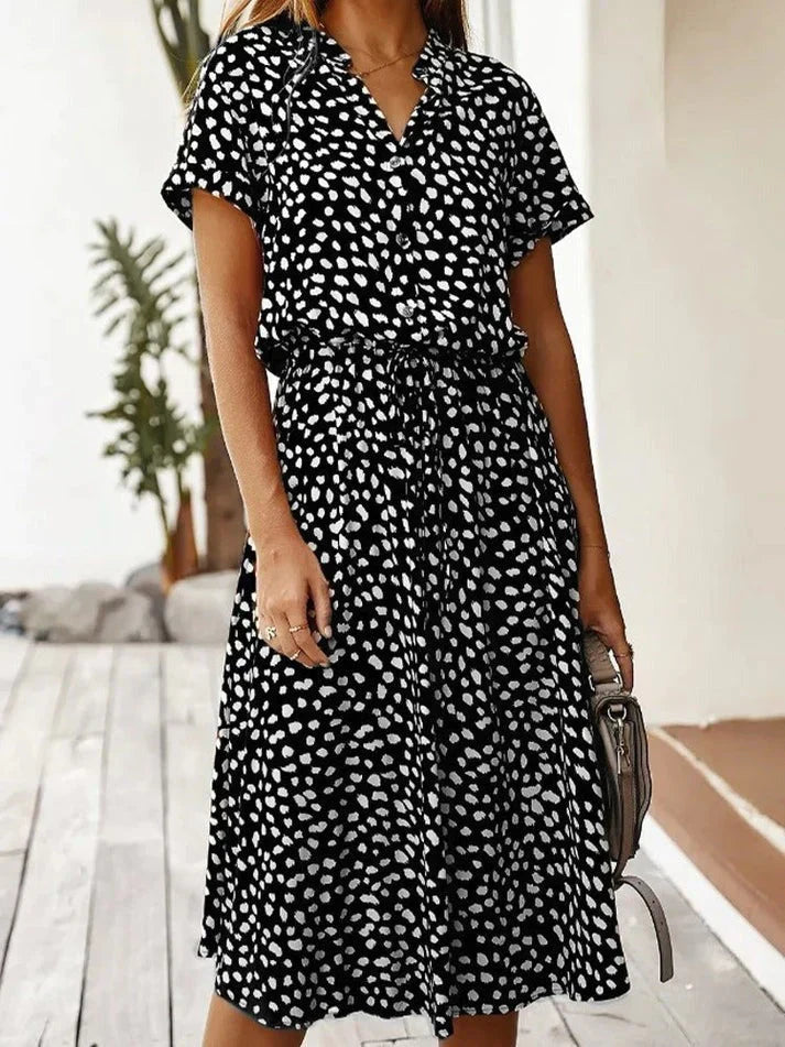 Damen Elegantes Polka-Punkt-Sommerkleid (4)