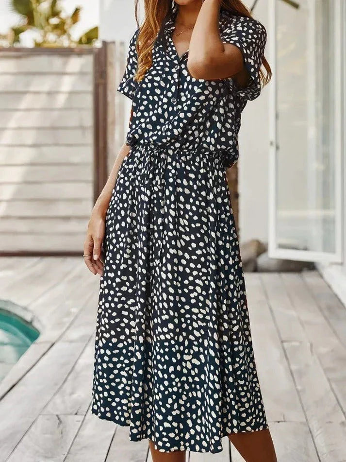 Damen Elegantes Polka-Punkt-Sommerkleid (6)