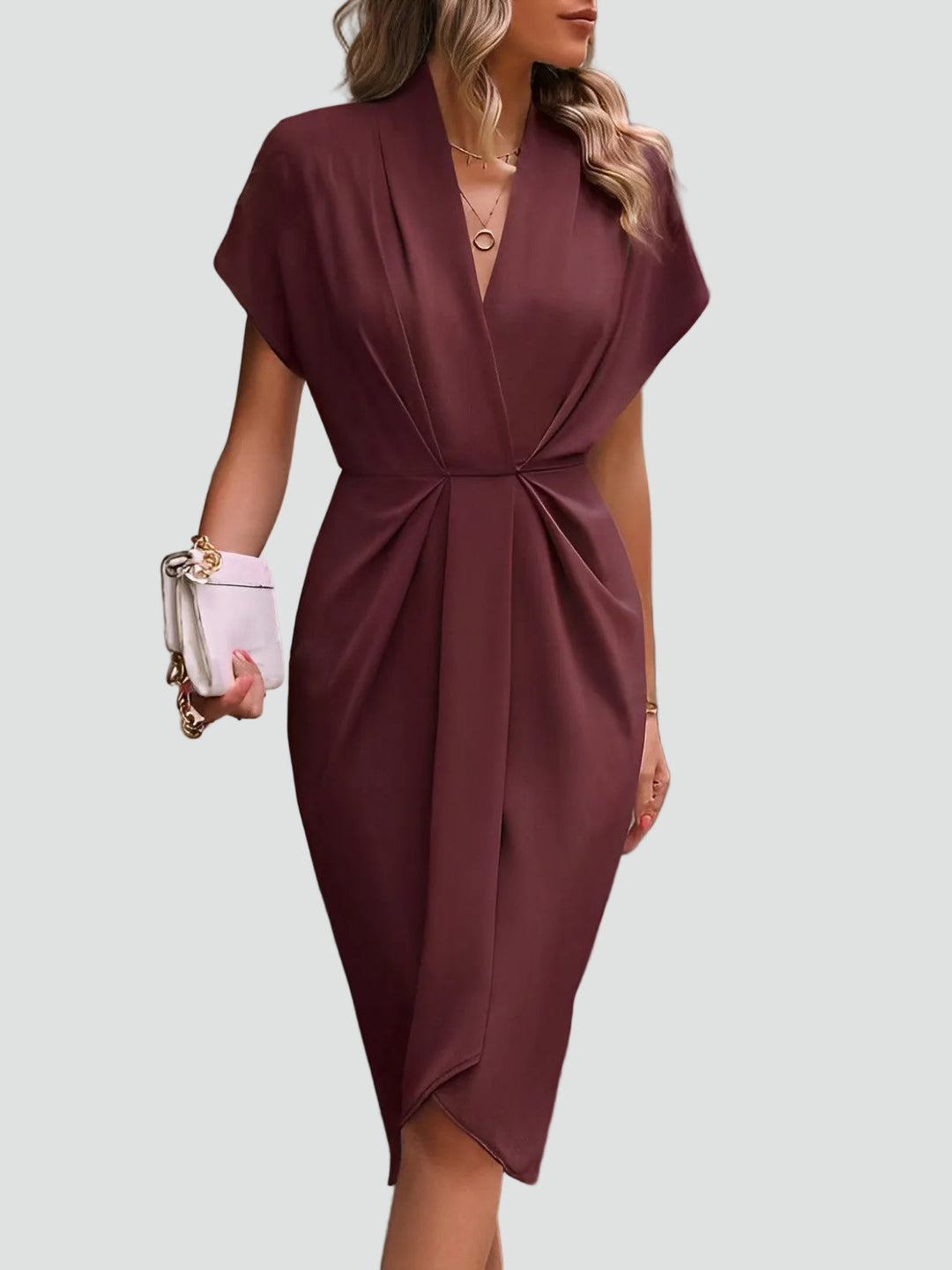 Damen Elegantes Sommer-Wickelkleid Midi (6)