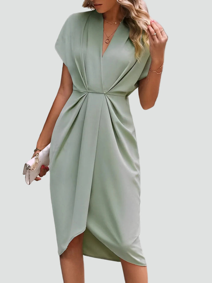 Damen Elegantes Sommer-Wickelkleid Midi in Lichtgroen