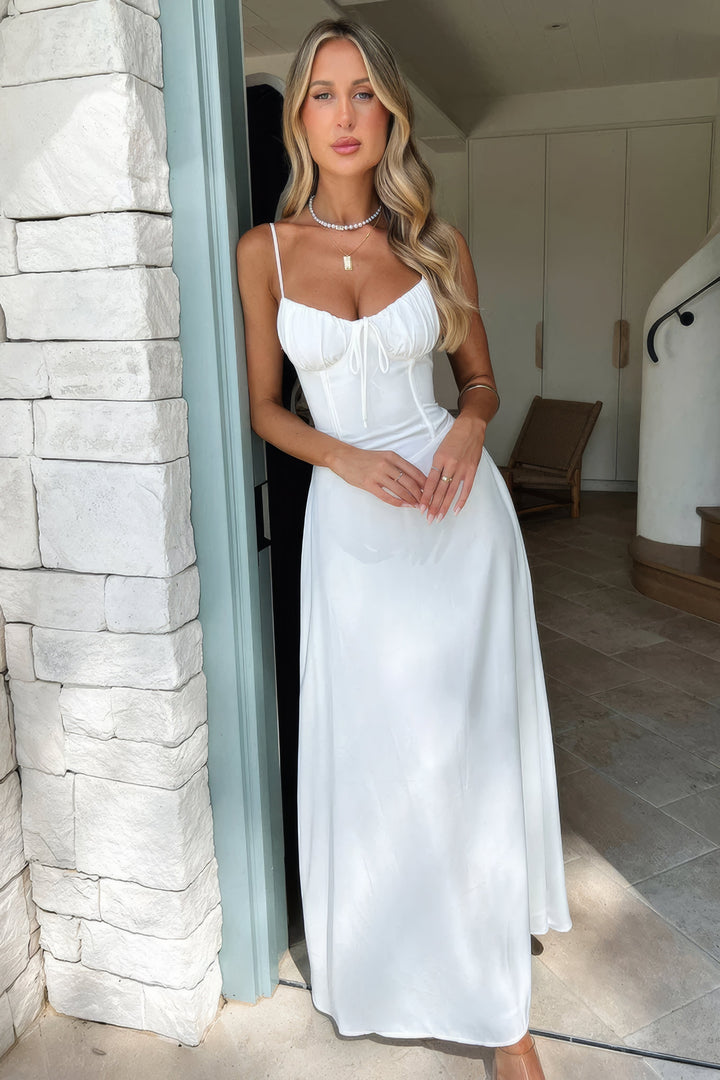 Damen Elegantes Sommerkleid Maxi in Biały 2