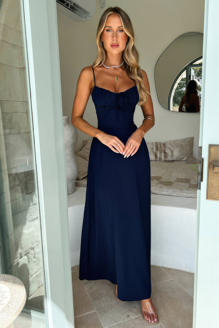 Damen Elegantes Sommerkleid Maxi in Niebieski 1