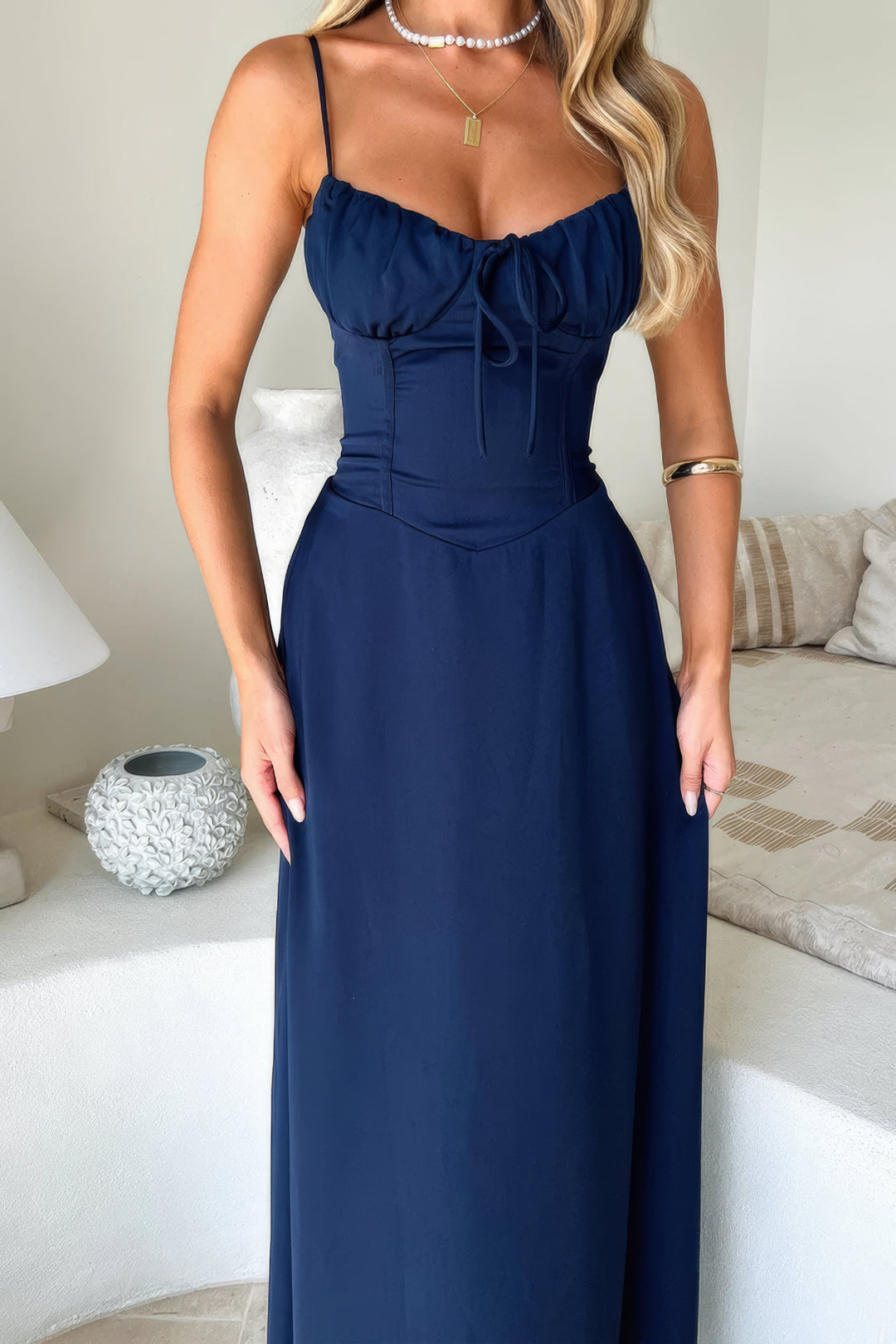 Damen Elegantes Sommerkleid Maxi in Niebieski 4