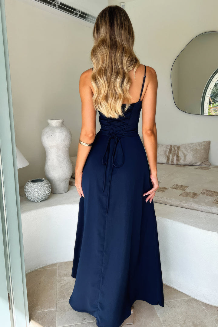Damen Elegantes Sommerkleid Maxi in Niebieski 5