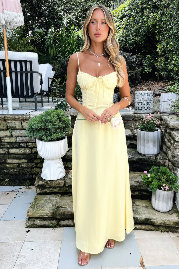 Damen Elegantes Sommerkleid Maxi in Żółty 1
