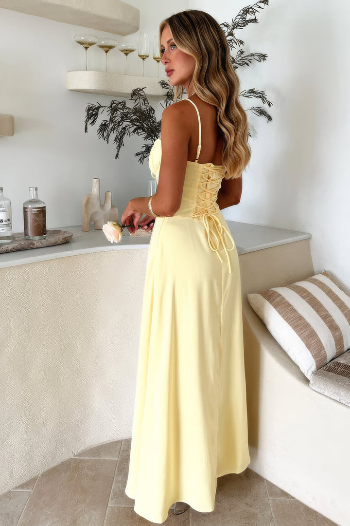 Damen Elegantes Sommerkleid Maxi in Żółty 5