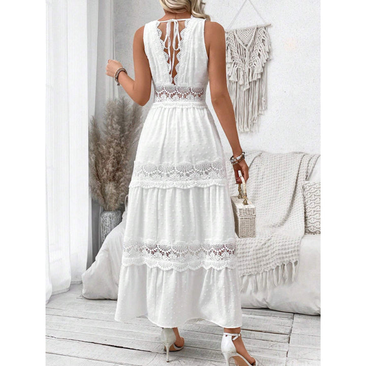 Damen Elegantes Spitzen-Midikleid