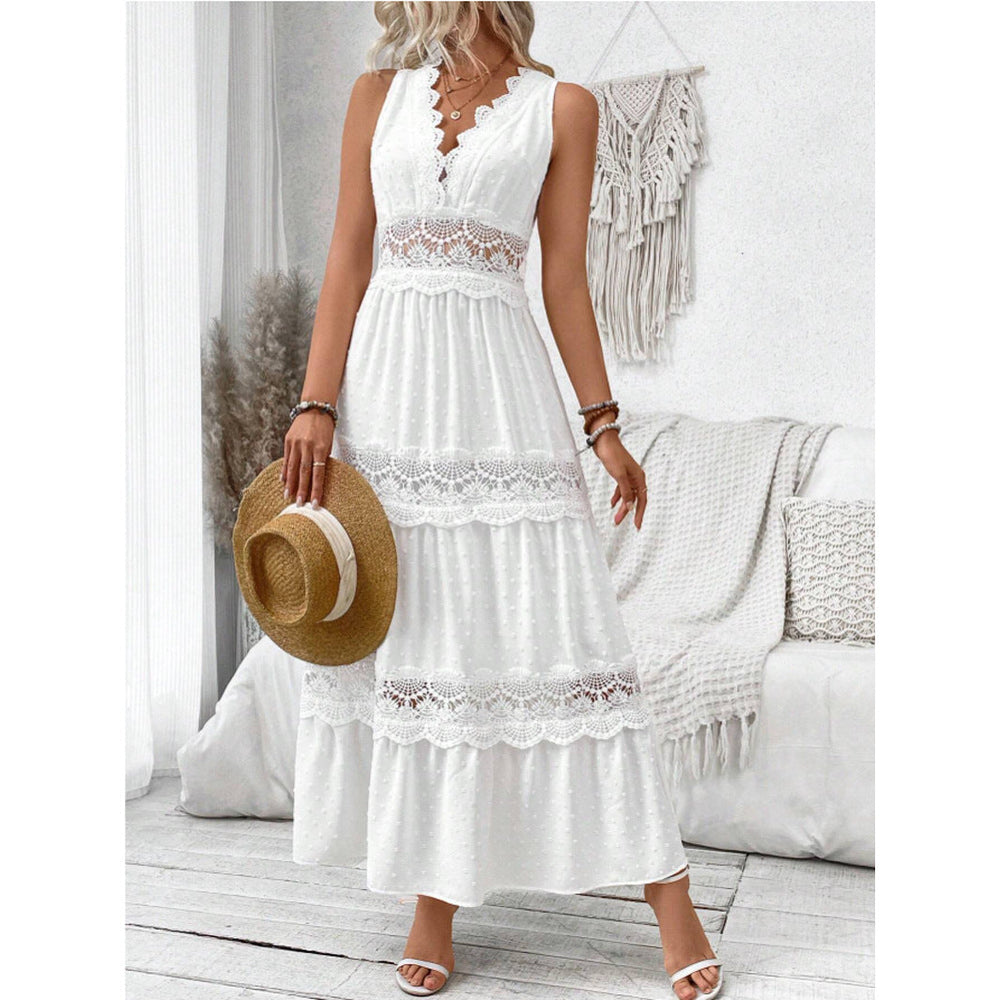Damen Elegantes Spitzen-Midikleid (2)