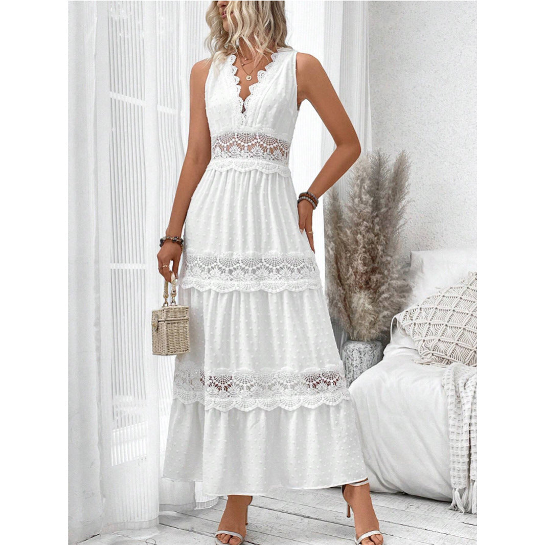 Damen Elegantes Spitzen-Midikleid (4)