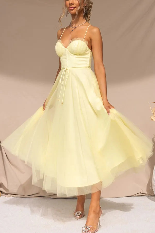 Damen Elegantes Tüll-Midikleid für Hochzeitsgäste und Spezielle Anlässe (2)