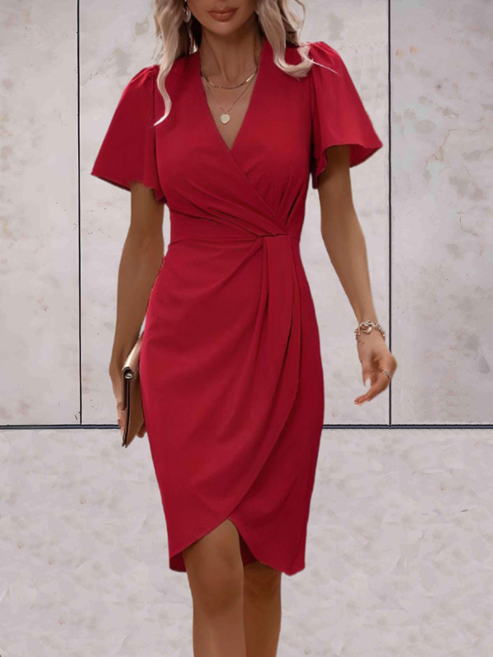 Damen Elegantes Wickelkleid für Hochzeitsgäste in Rot