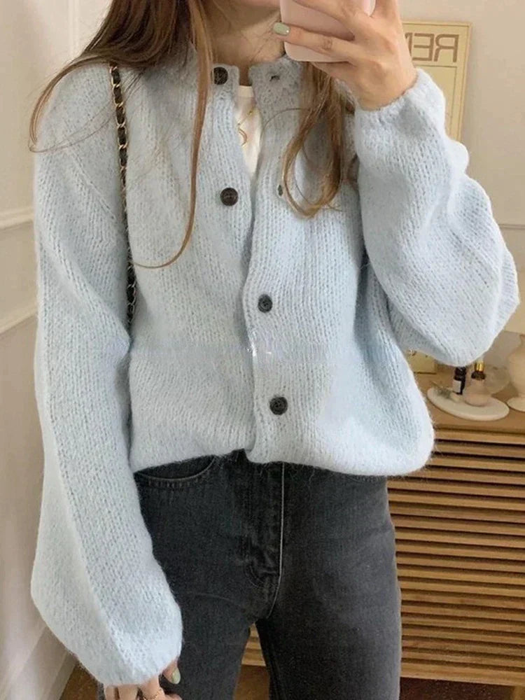 Damen Entspannte Strickjacke für jeden Tag in Hellblau