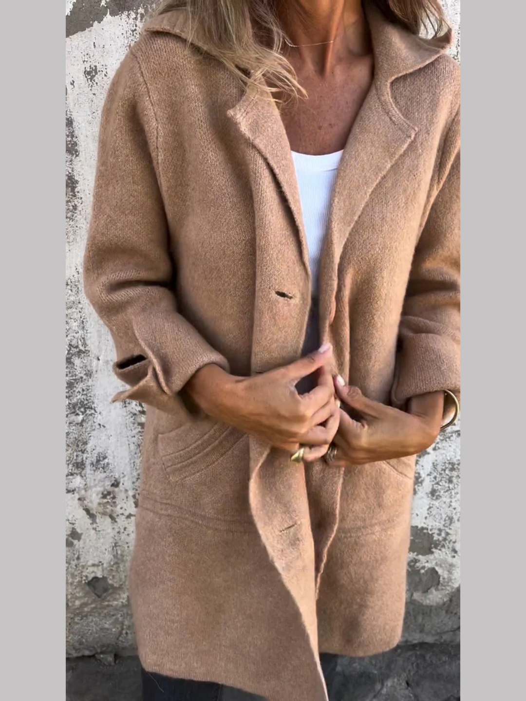 Damen entspannte Strickjacke im lässigen Schnitt in Braun