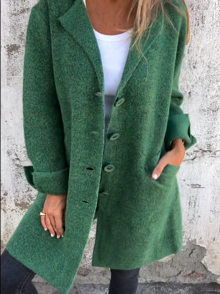 Damen entspannte Strickjacke im lässigen Schnitt in Grün