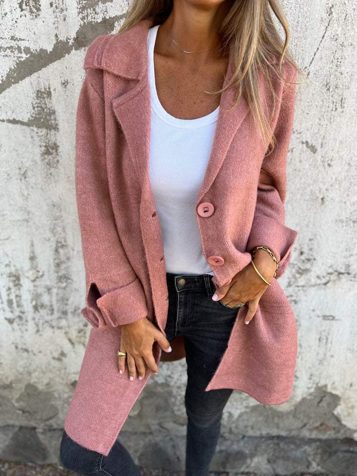 Damen entspannte Strickjacke im lässigen Schnitt in Rosa