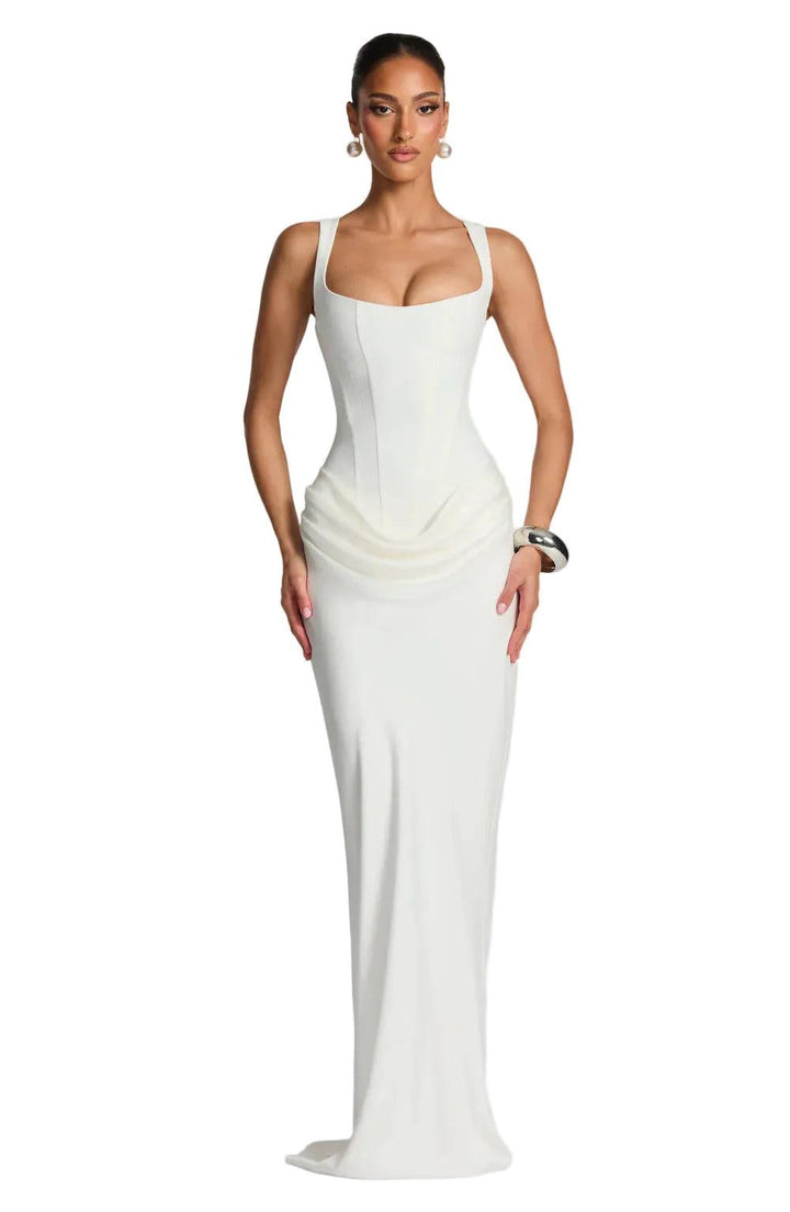 Damen Festliche Kleider Maxi zum eleganten Abend in Weiß