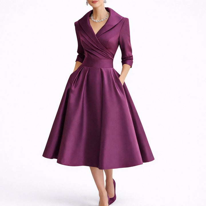 Damen Festliches A-Linie Midikleid für Hochzeitsgäste in Lila