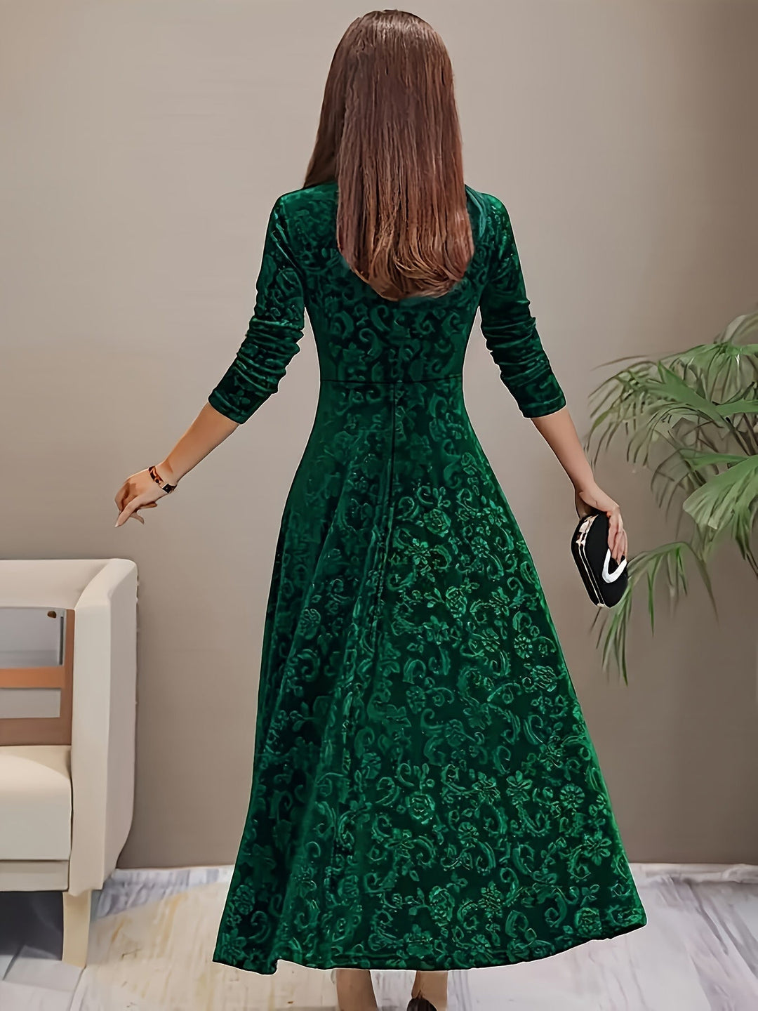 Damen Festliches Abendkleid Lang aus Velours (11)