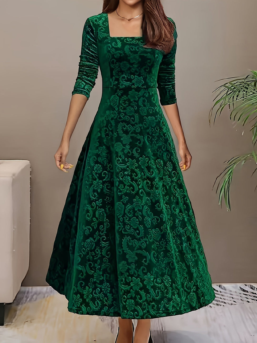 Damen Festliches Abendkleid Lang aus Velours (6)