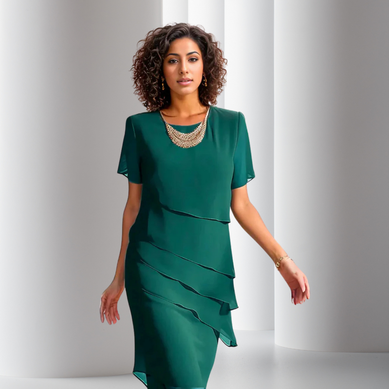 Damen Festliches Chiffonkleid für Hochzeiten in Grün