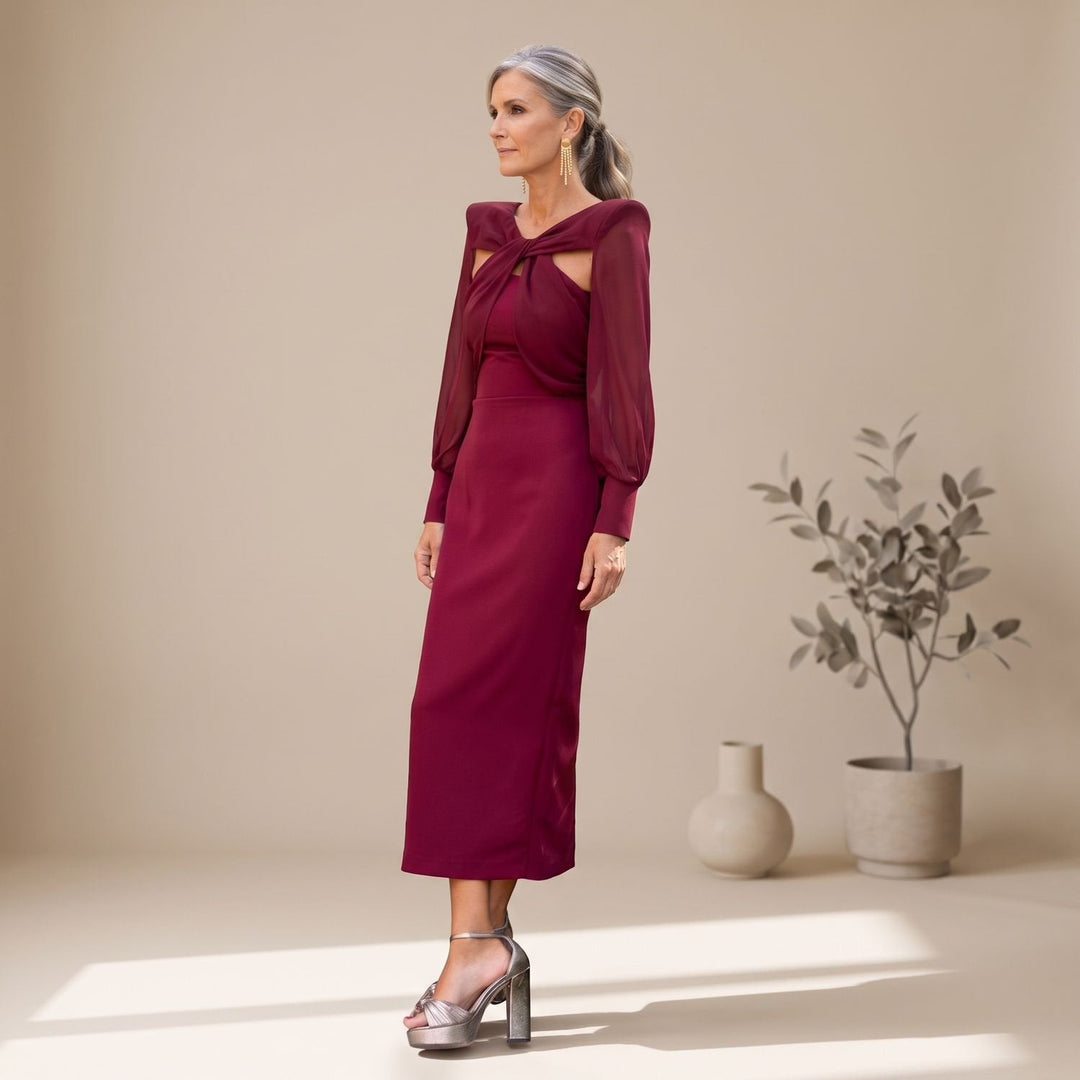 Damen Festliches Hochzeitsgast-Kleid in Midi-Länge