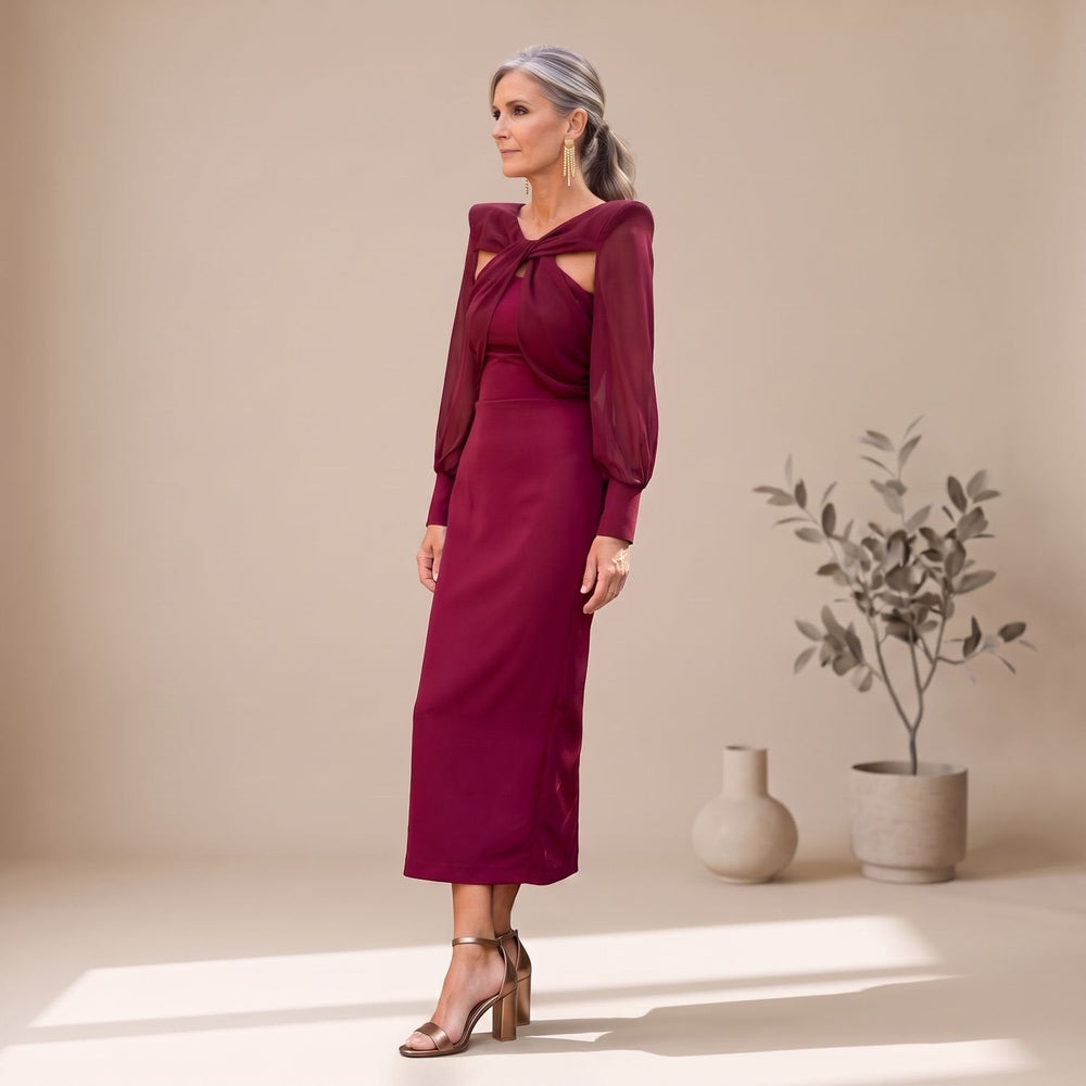 Damen Festliches Hochzeitsgast-Kleid in Midi-Länge (2)