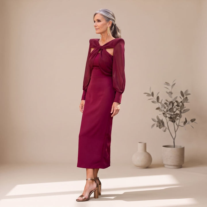 Damen Festliches Hochzeitsgast-Kleid in Midi-Länge (2)