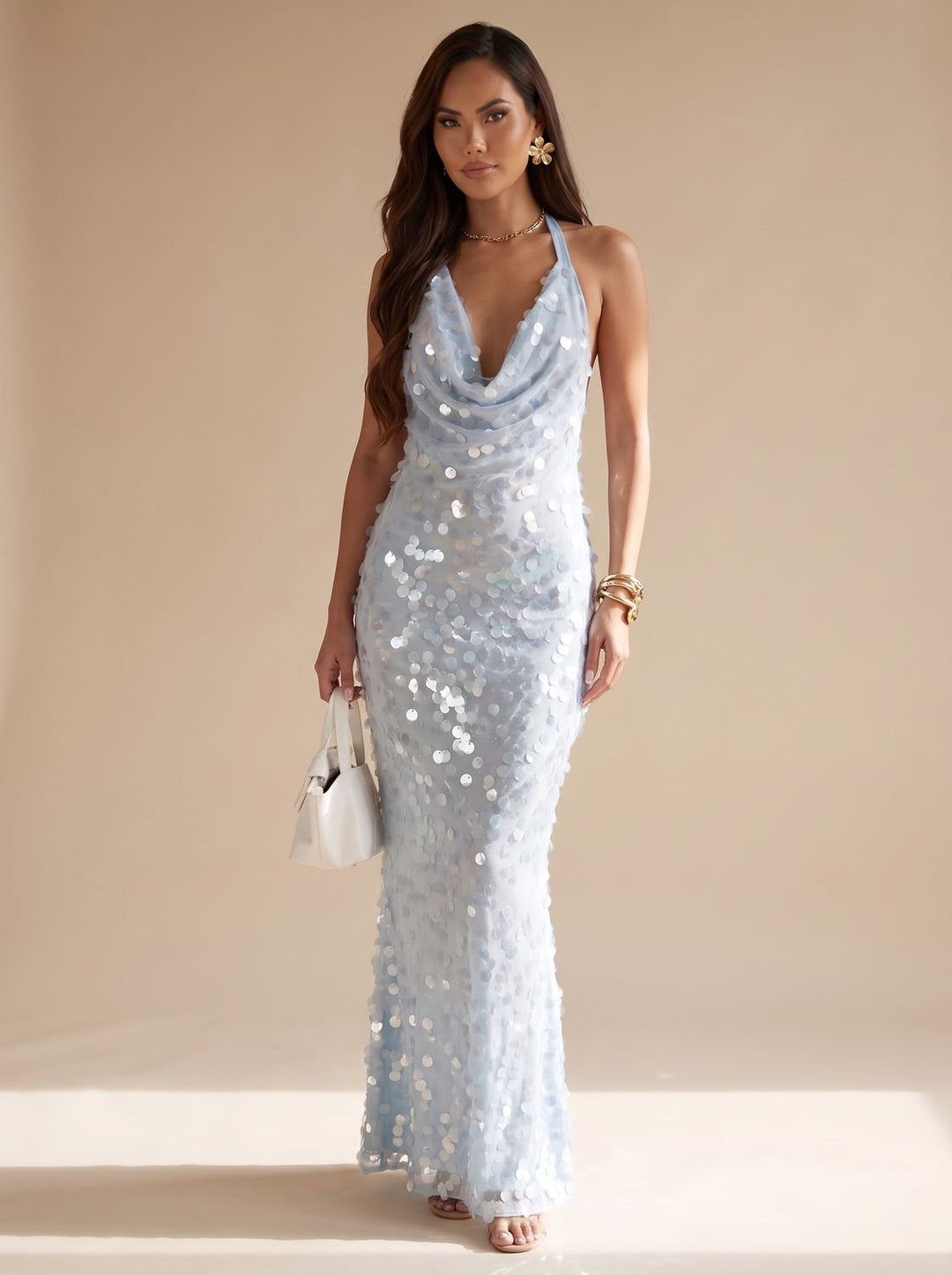 Damen Festliches Hochzeitsgast-Kleid Maxi mit Pailletten (8)