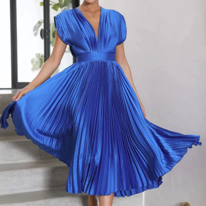 Damen Festliches Kleid mit fließender Eleganz in Blau 1