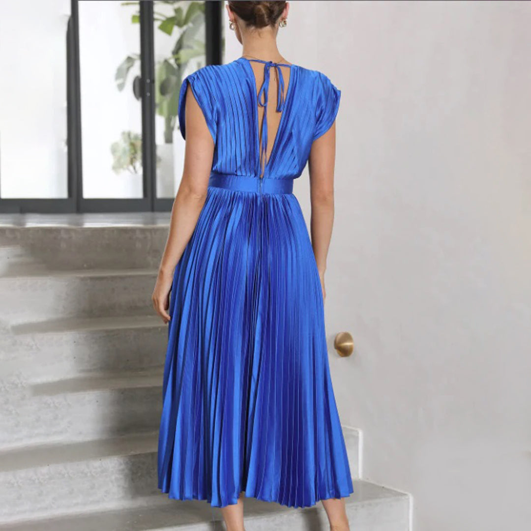 Damen Festliches Kleid mit fließender Eleganz in Blau 2