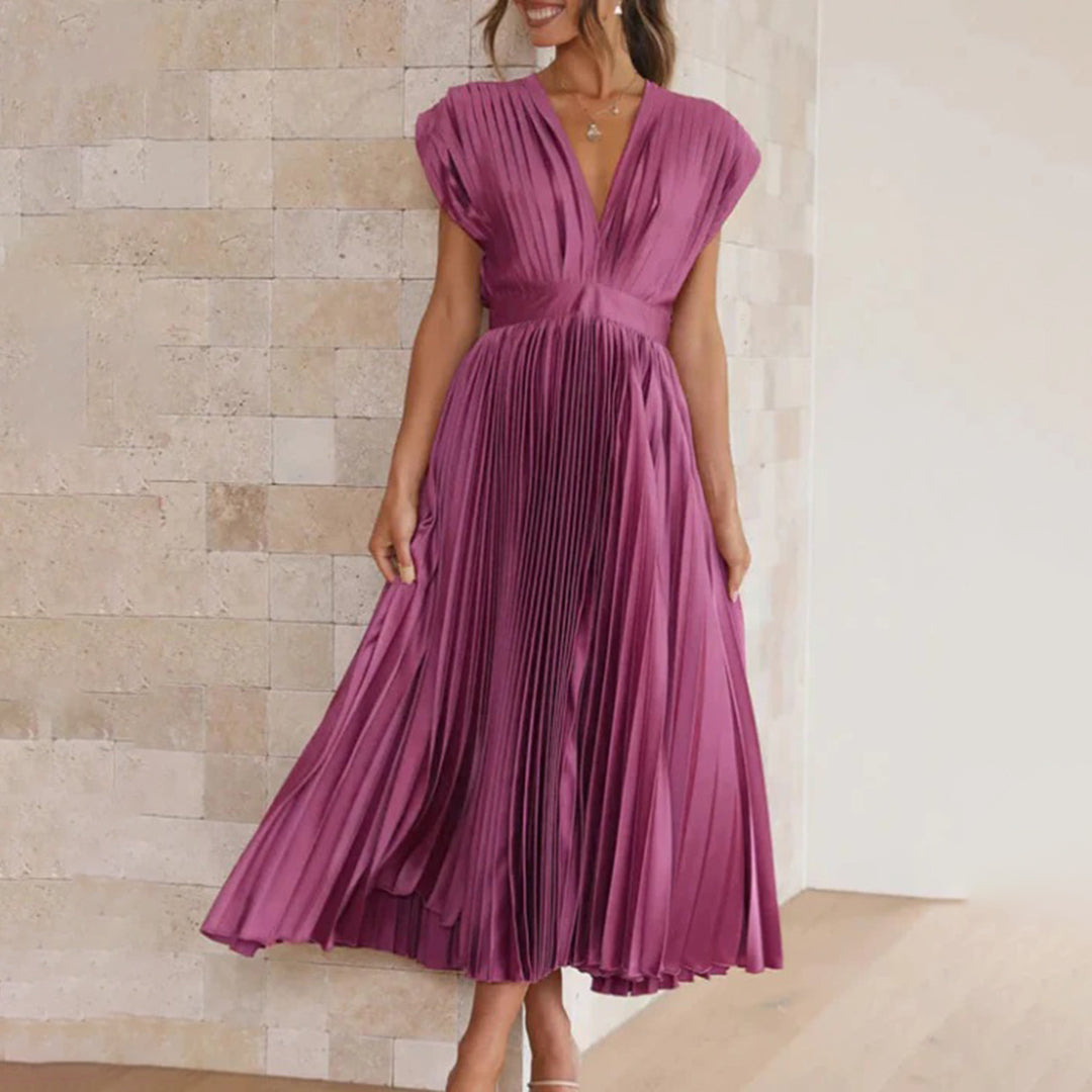 Damen Festliches Kleid mit fließender Eleganz in Pflaume
