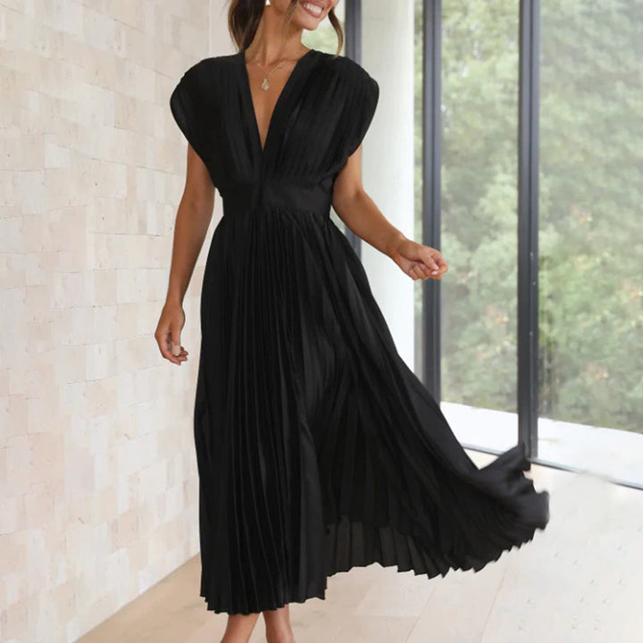 Damen Festliches Kleid mit fließender Eleganz in Schwarz 1