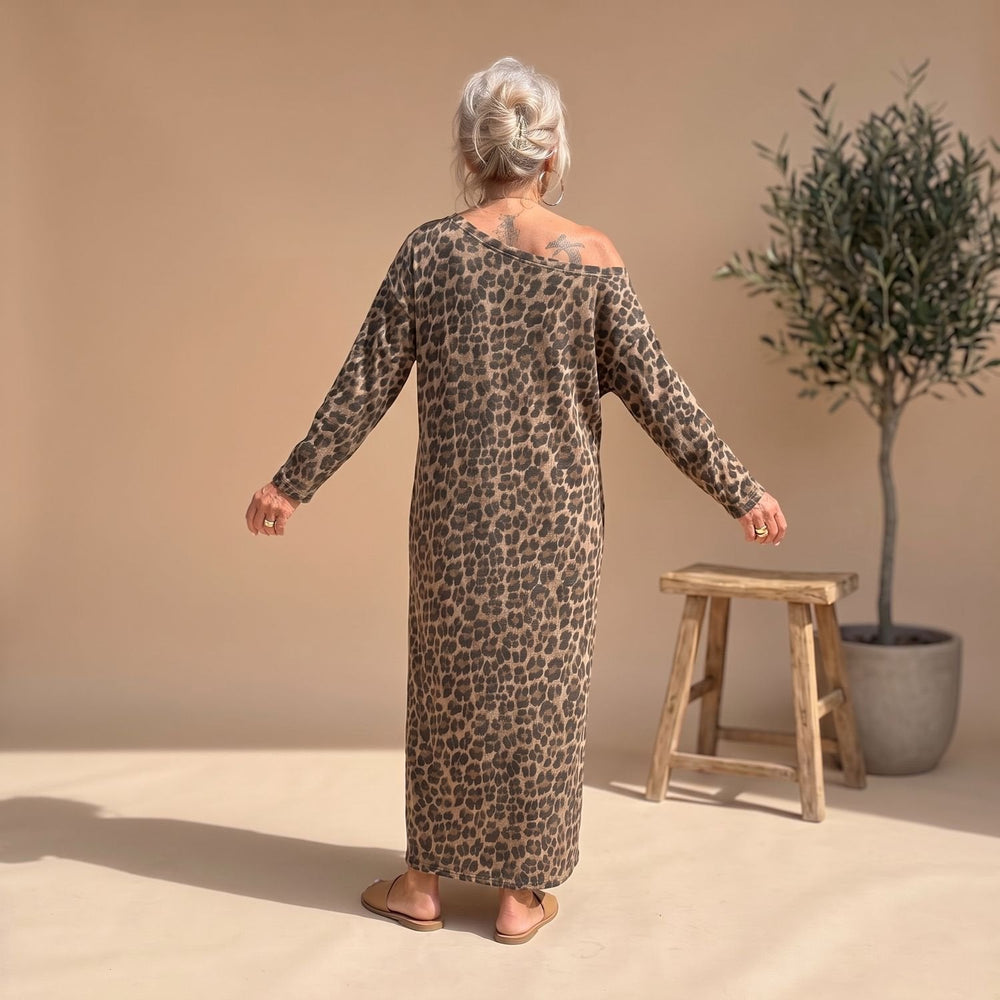 Damen Festliches Leopardenmuster Midi-Kleid für Hochzeitsgäste (2)