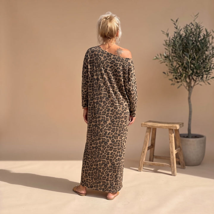Damen Festliches Leopardenmuster Midi-Kleid für Hochzeitsgäste (4)