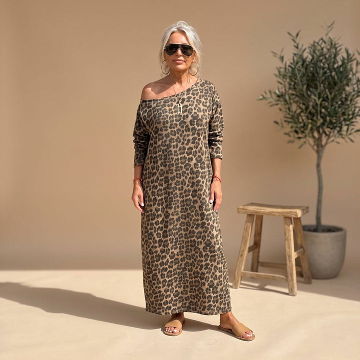 Damen Festliches Leopardenmuster Midi-Kleid für Hochzeitsgäste in Leopardenmuster