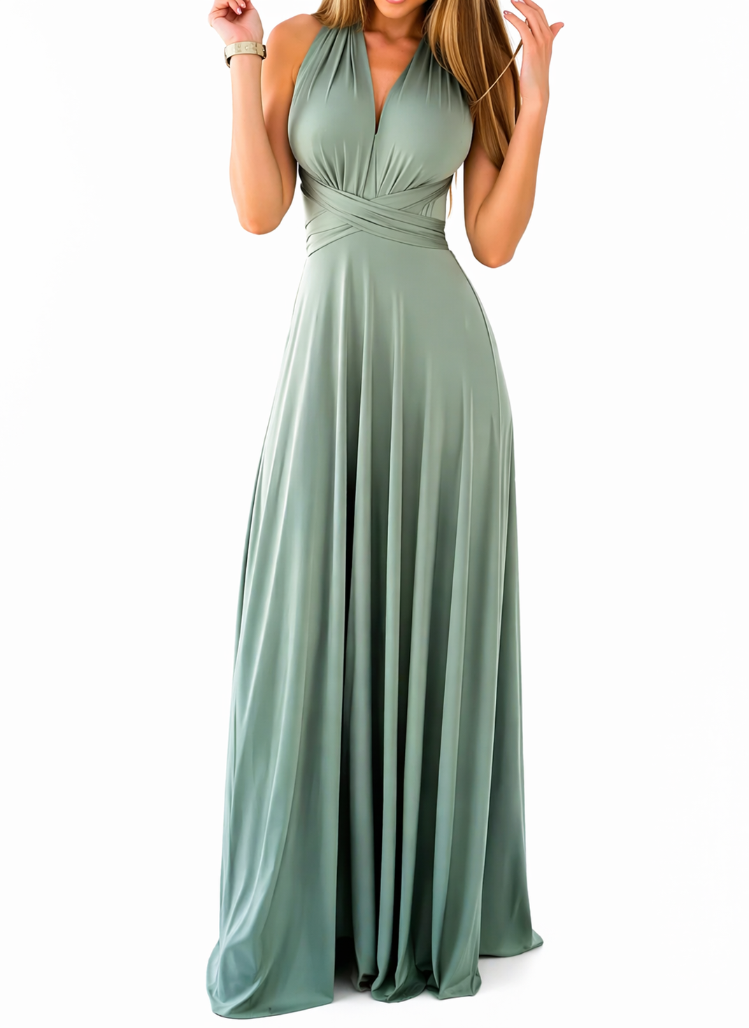 Damen Festliches Maxikleid für Hochzeitsgäste in Celadon
