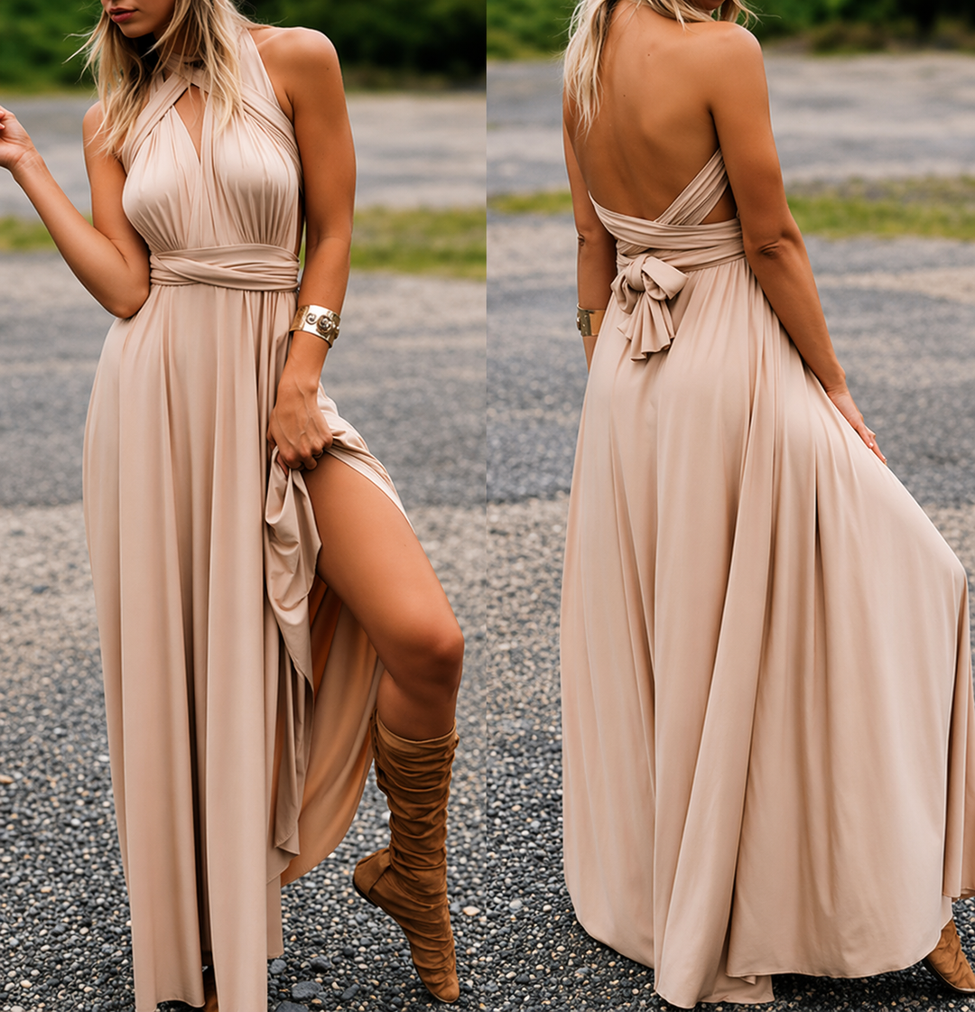 Damen Festliches Maxikleid für Hochzeitsgäste in Champagner