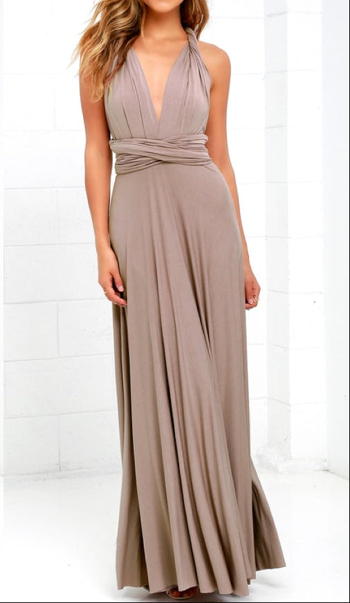 Damen Festliches Maxikleid für Hochzeitsgäste in Khaki