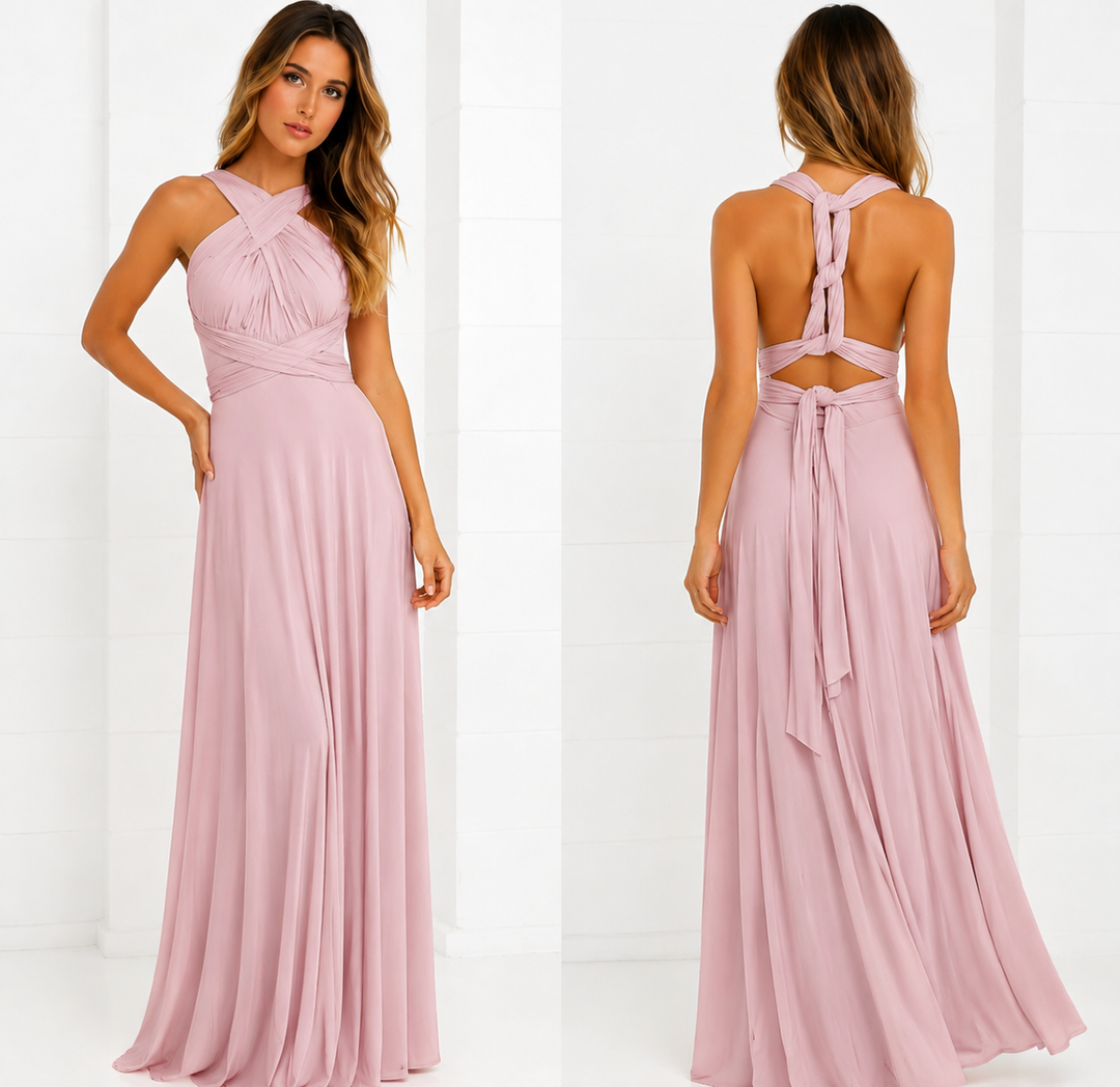 Damen Festliches Maxikleid für Hochzeitsgäste in Rosa