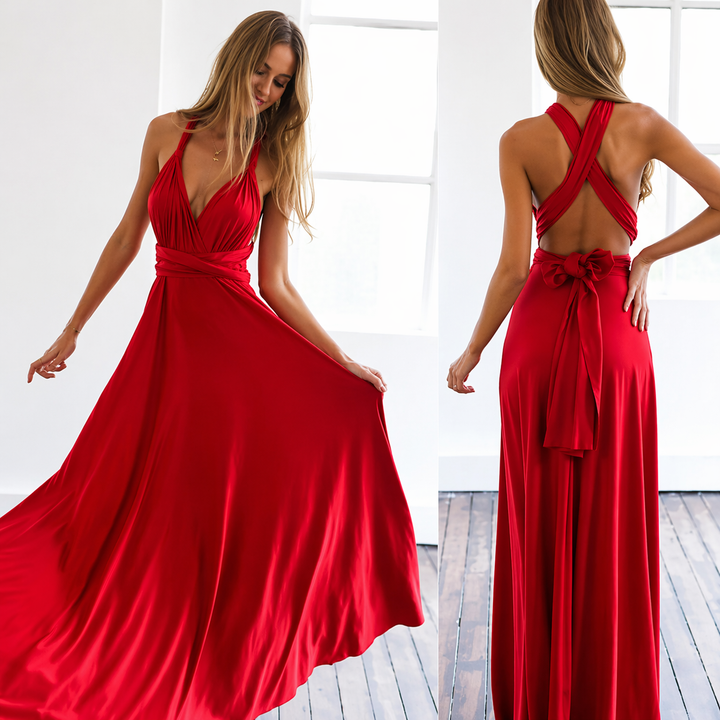 Damen Festliches Maxikleid für Hochzeitsgäste in Rot