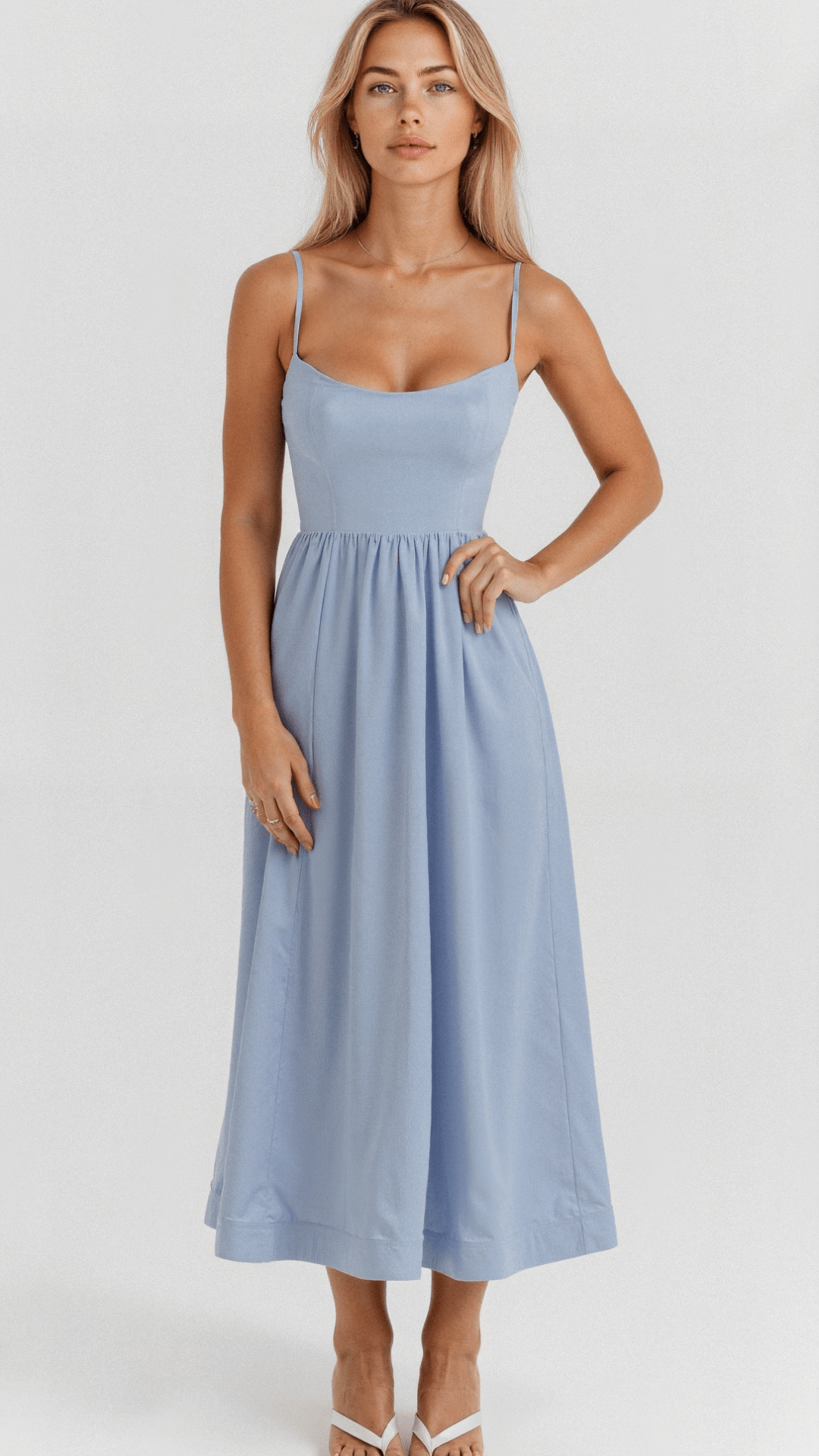 Damen Festliches Midi-Kleid für Hochzeitsgäste in Hellblau