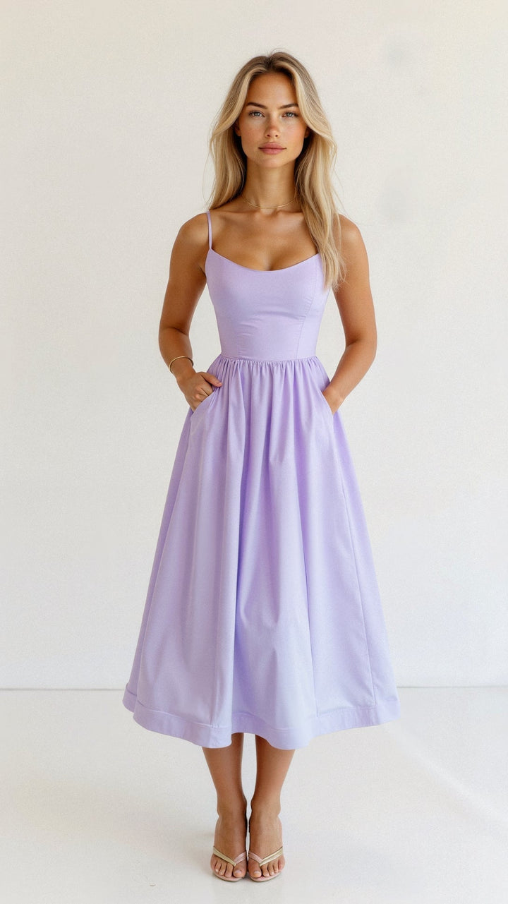 Damen Festliches Midi-Kleid für Hochzeitsgäste in Lila
