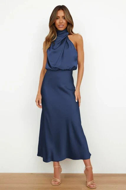 Damen Festliches Midikleid für den Herbst in Blau