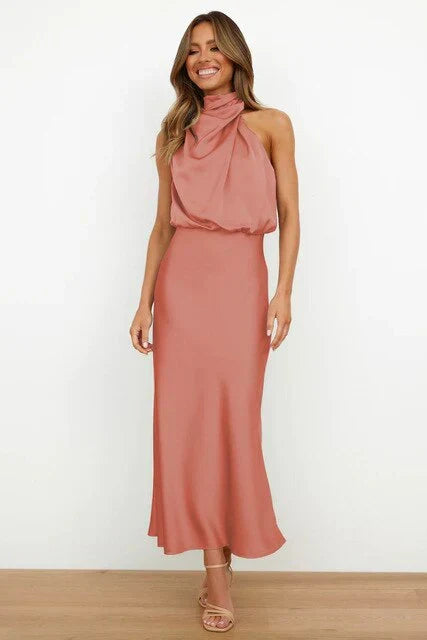 Damen Festliches Midikleid für den Herbst in Rosa