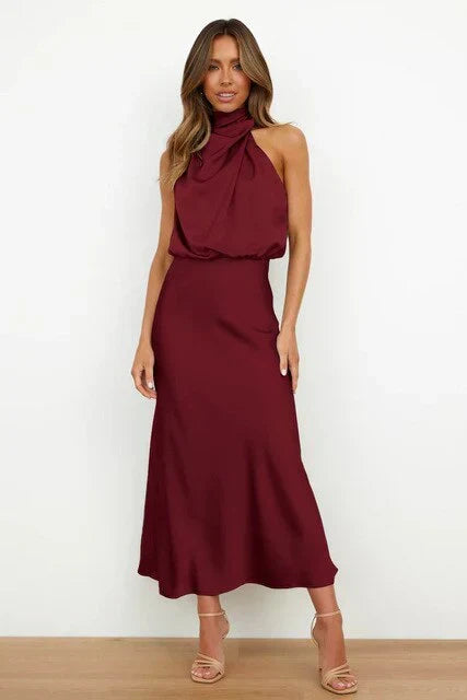 Damen Festliches Midikleid für den Herbst in Rot