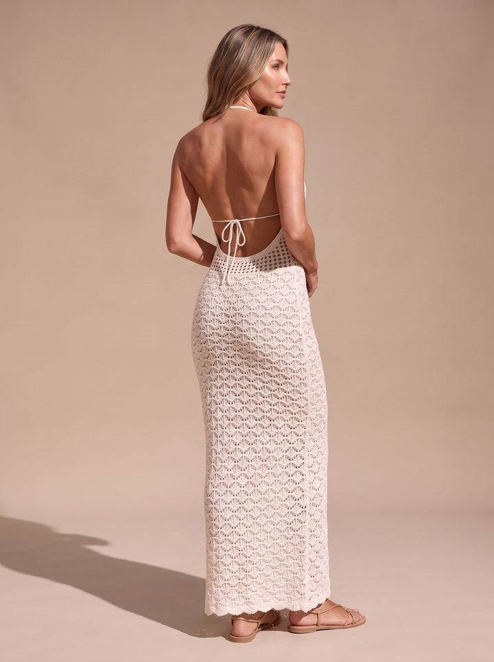 Damen Festliches Neckholder-Häkelkleid in Maxilänge (3)