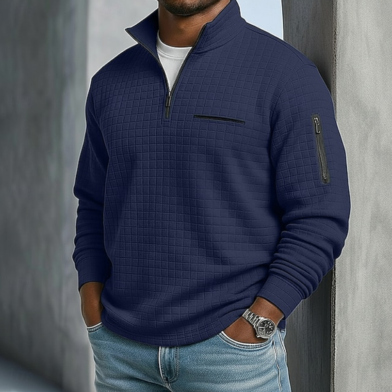 Damen Flanellhemd Waffeltextur für den Alltag in Marineblau