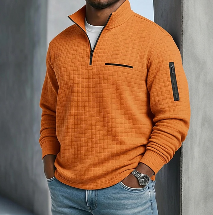 Damen Flanellhemd Waffeltextur für den Alltag in Orange