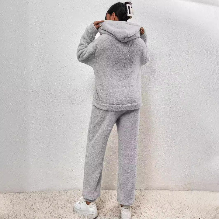 Damen Fleece-Jogginghose mit Hoodie für Alltag (8)